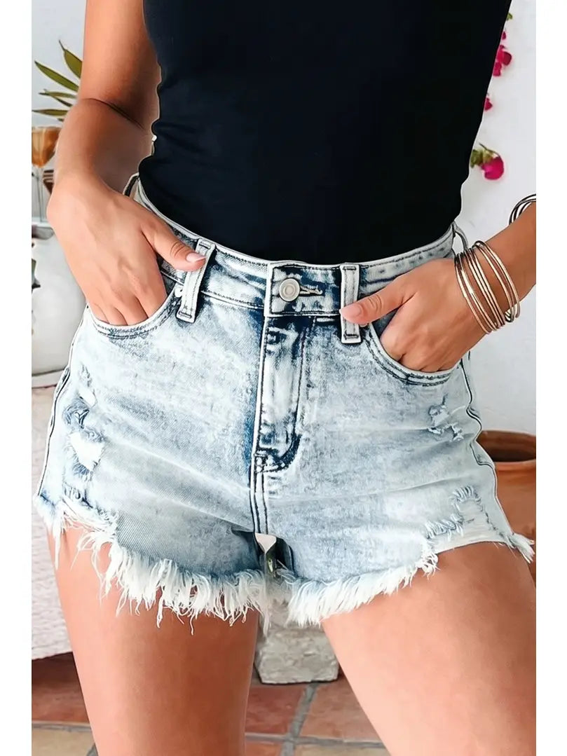 Acid Wash Distressed Shorts