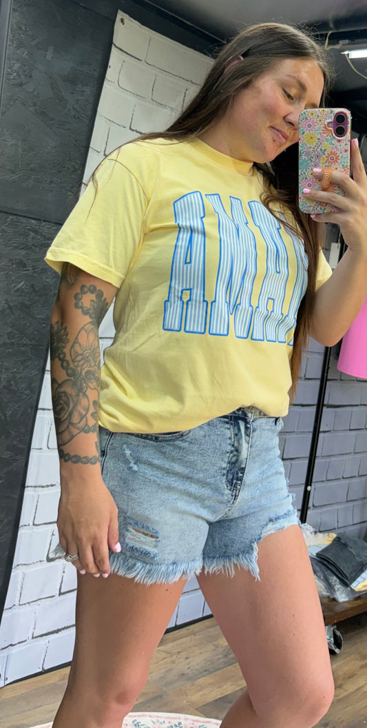 Mama Graphic Tee- Butter Yellow